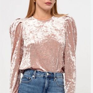 Greylin Chic Crushed Velvet Blouse in Blush